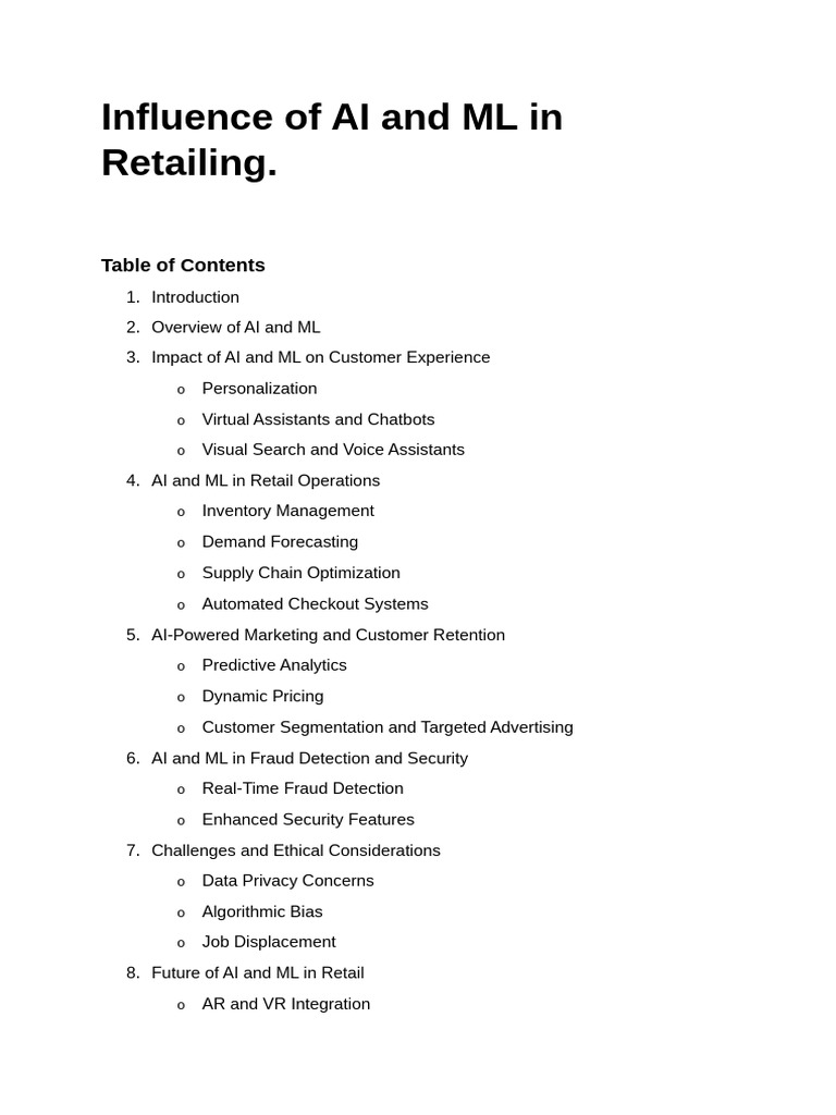 Influence of AI and ML in Retailing SFD | PDF | Machine Learning ...