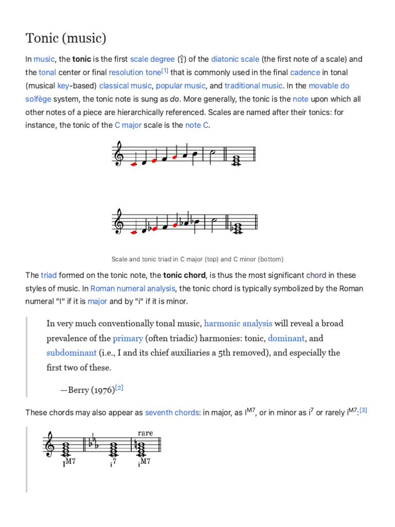 Tonic (Music) - Wikipedia | PDF | Musical Techniques | Music Theory