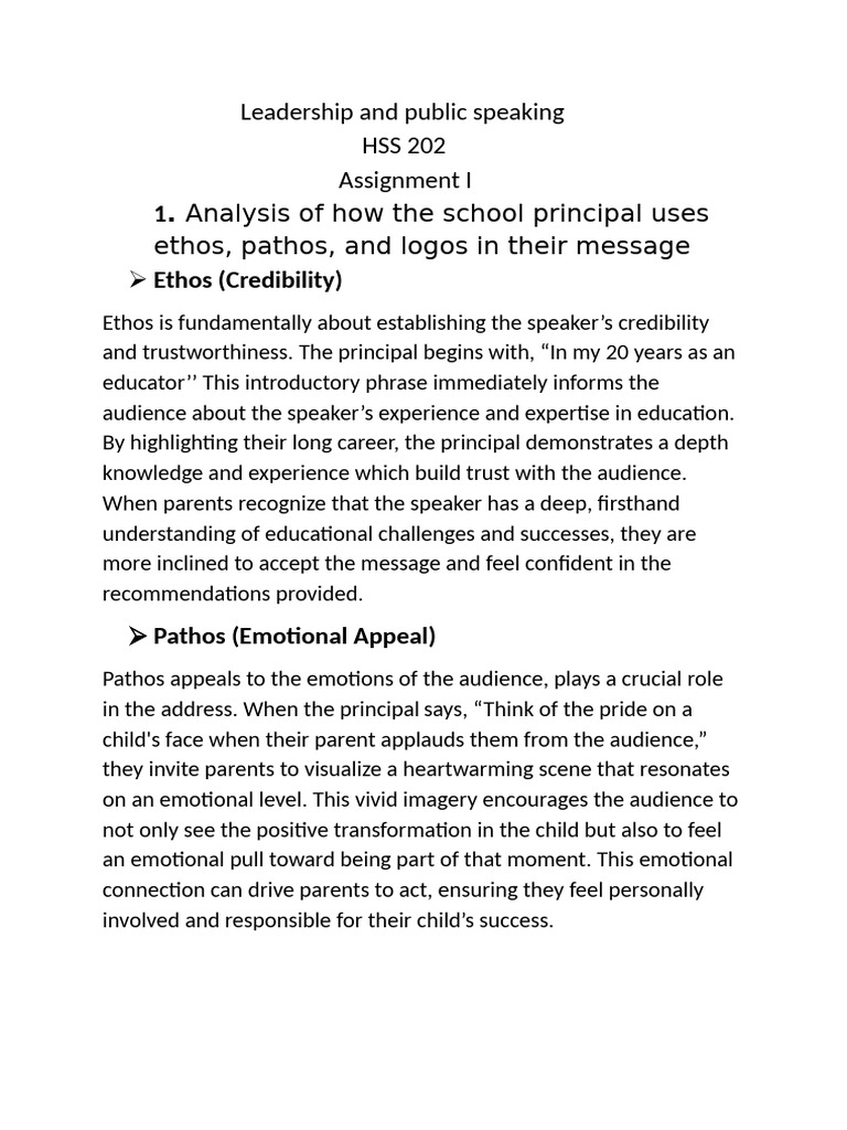 Leadership and Public Speaking Assignment | PDF | Logos | Credibility