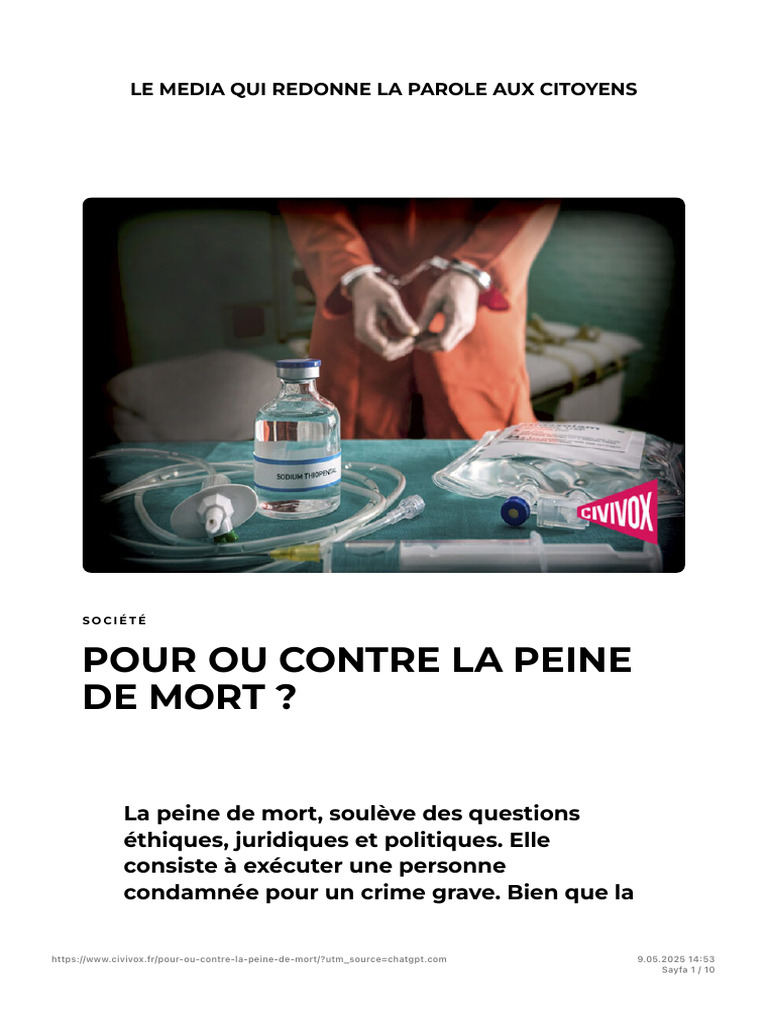 Peine de Mort - Pour Ou Contre ? | PDF | Peine capitale | Justice