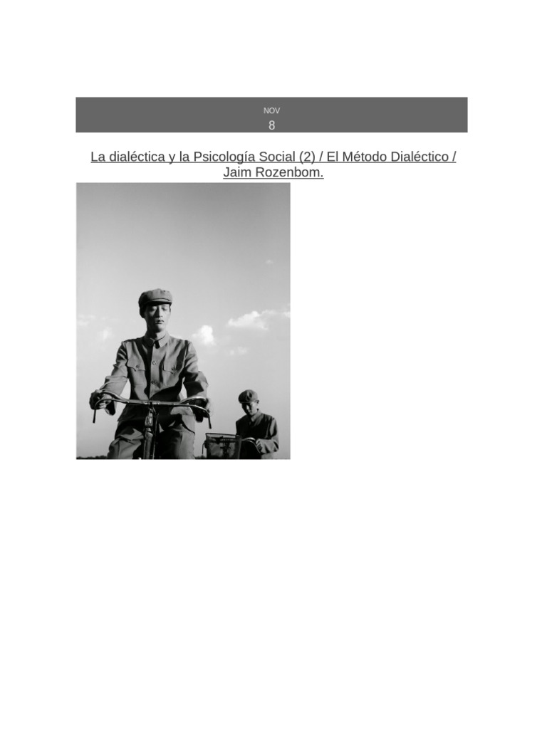Dialéctica en Psicología Social | PDF | Dialéctico | Pensamiento