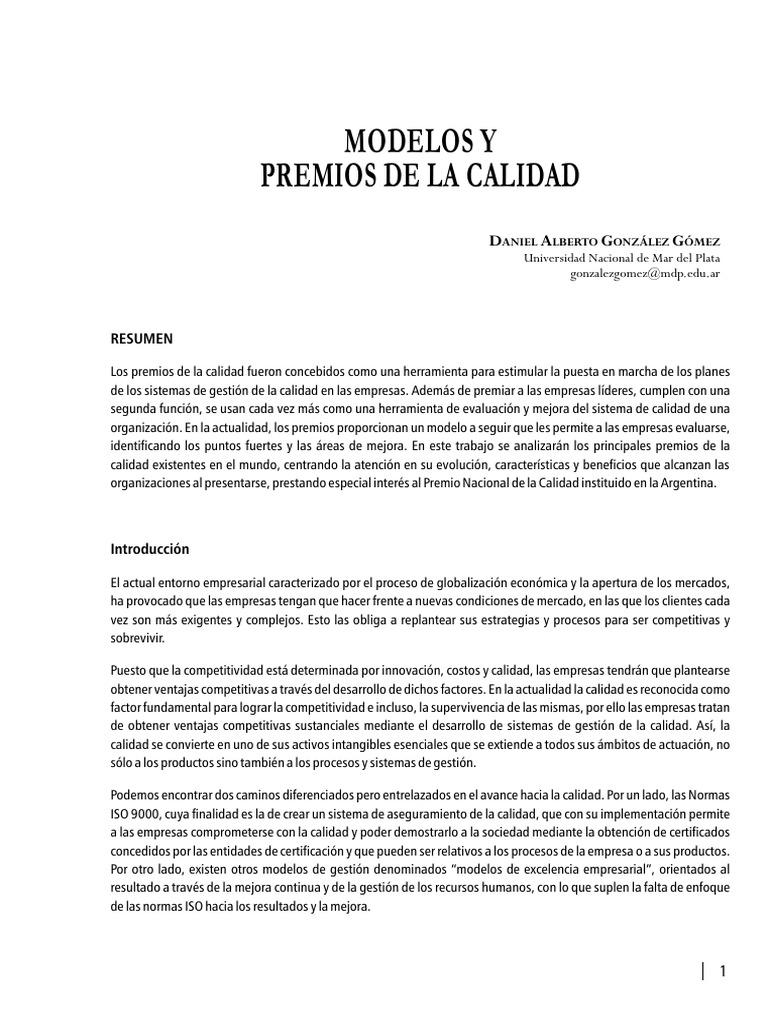 02 - Modelos y Premios de La Calidad | PDF | Calidad (comercial) | Business