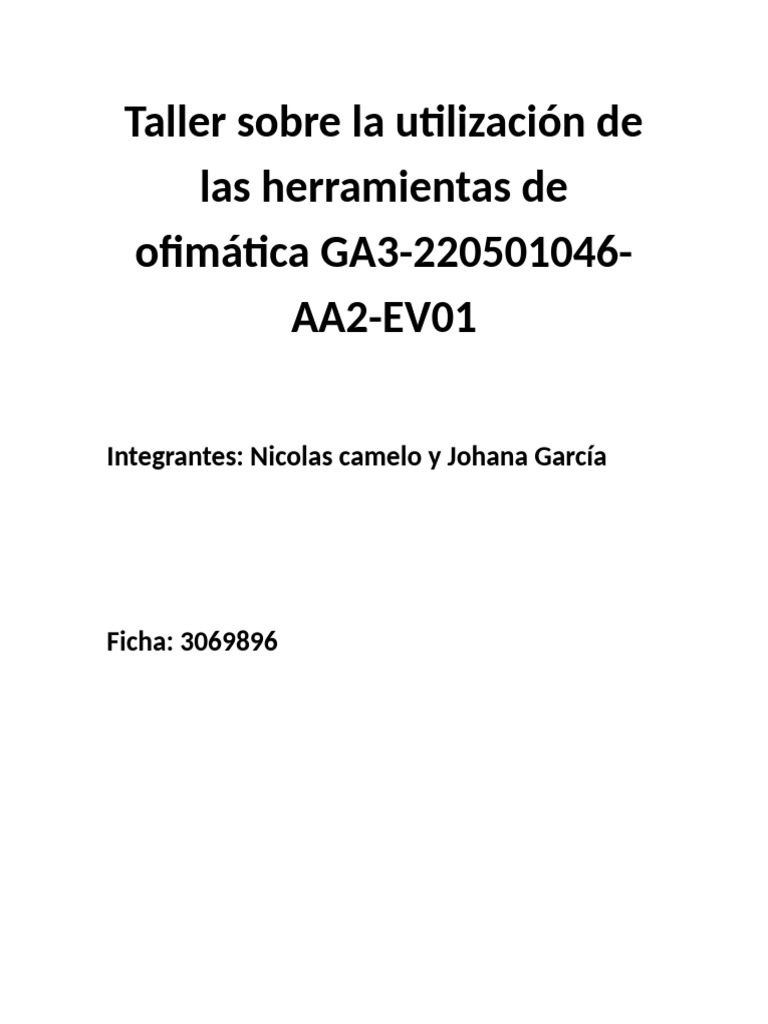 Taller Sobre La Utilización de Las Herramientas de Ofimática GA3 | PDF