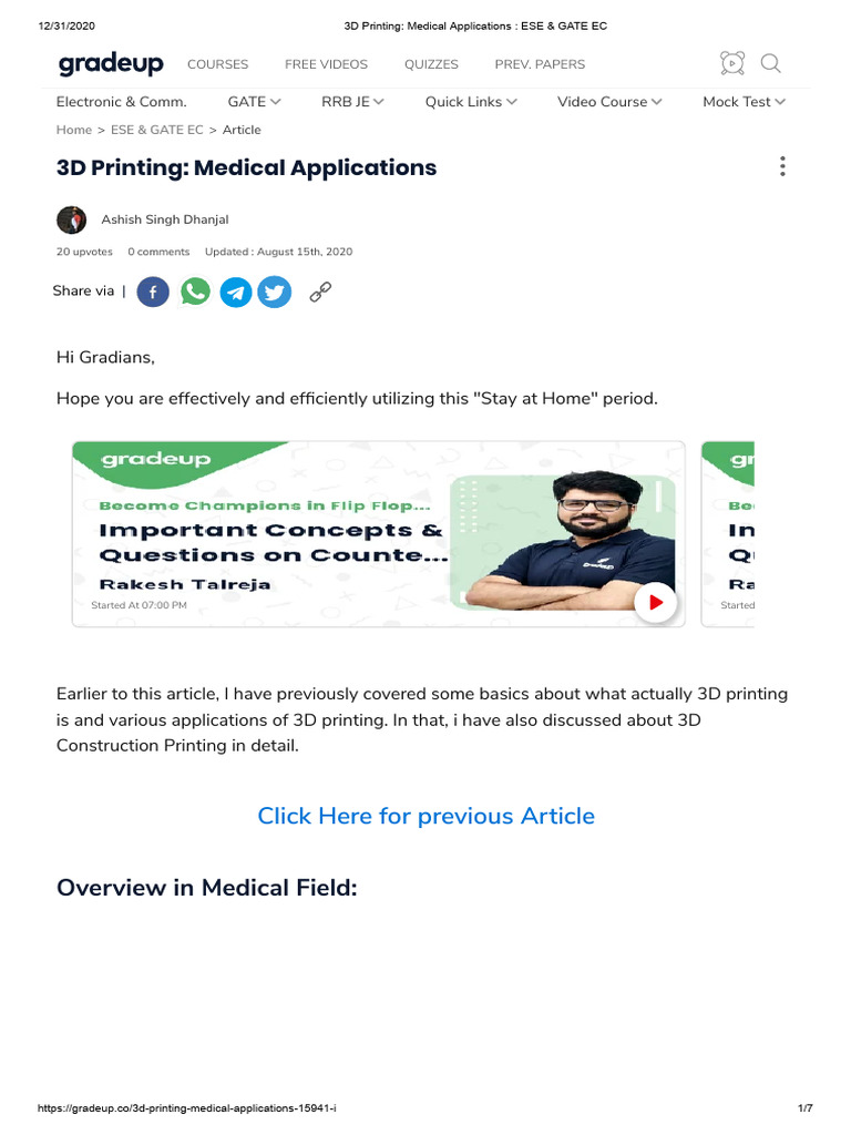 3D Printing in Medical Applications | PDF | 3 D Printing | Tissue ...