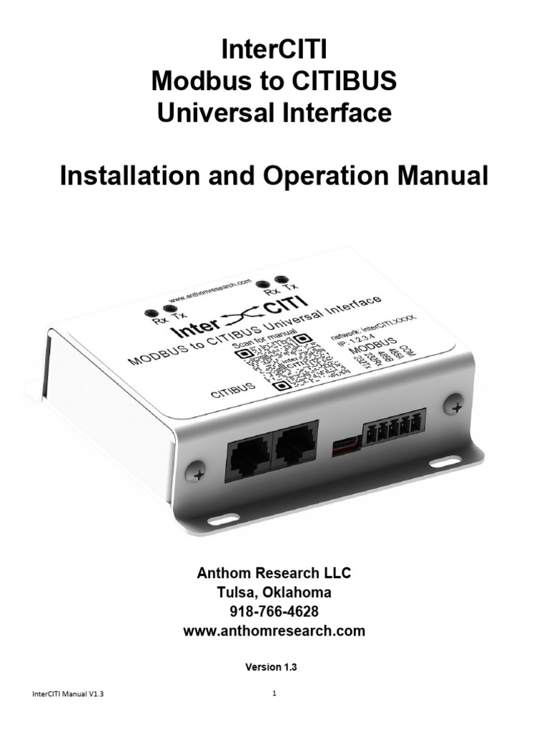 InterCITI Modbus to CITIbus Manual | PDF | Electrical Connector | Payments