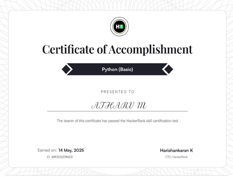 Python Basic Certificate | PDF