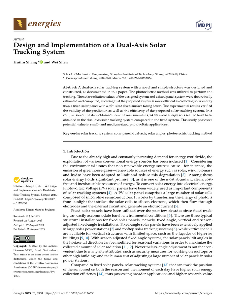 Dual-Axis Solar Tracking System Design | PDF | Photovoltaics | Gear