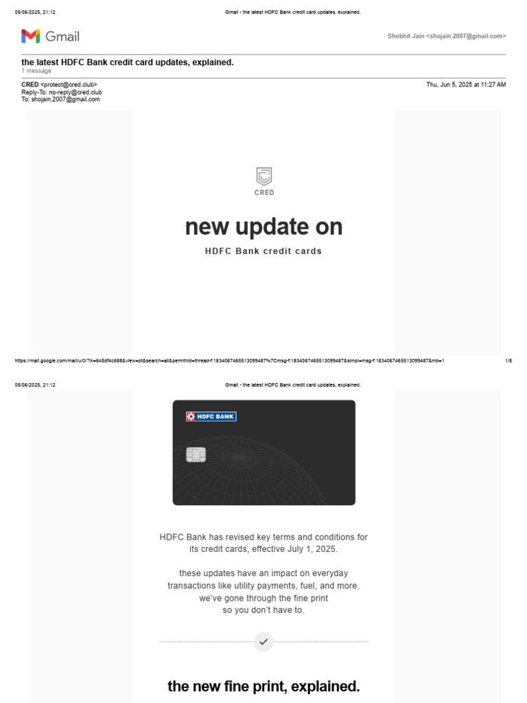 3.gmail - The Latest HDFC Bank Credit Card Updates, Explained | PDF ...