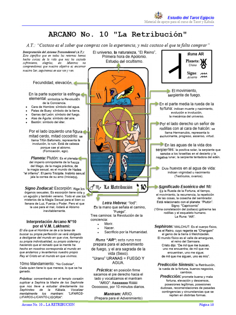 Arcano 10: La Retribución en Tarot | PDF