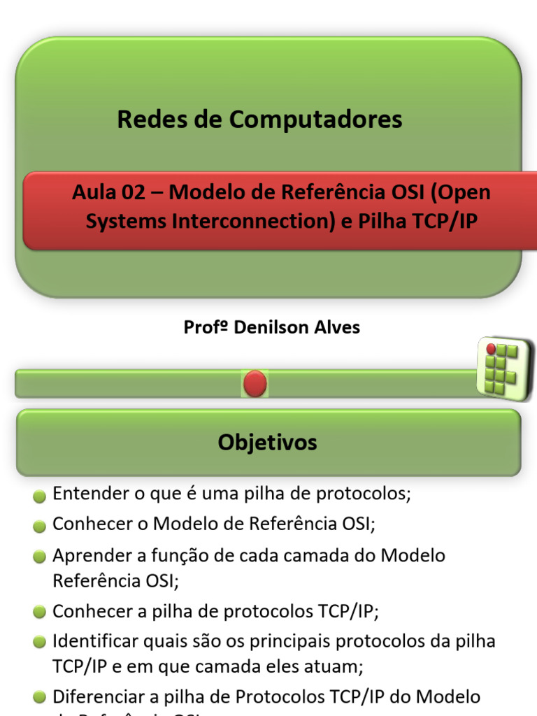 Aula 02 - VisaoGeralModeloOSI e TCP-IP | PDF | Modelo OSI | Suíte de ...