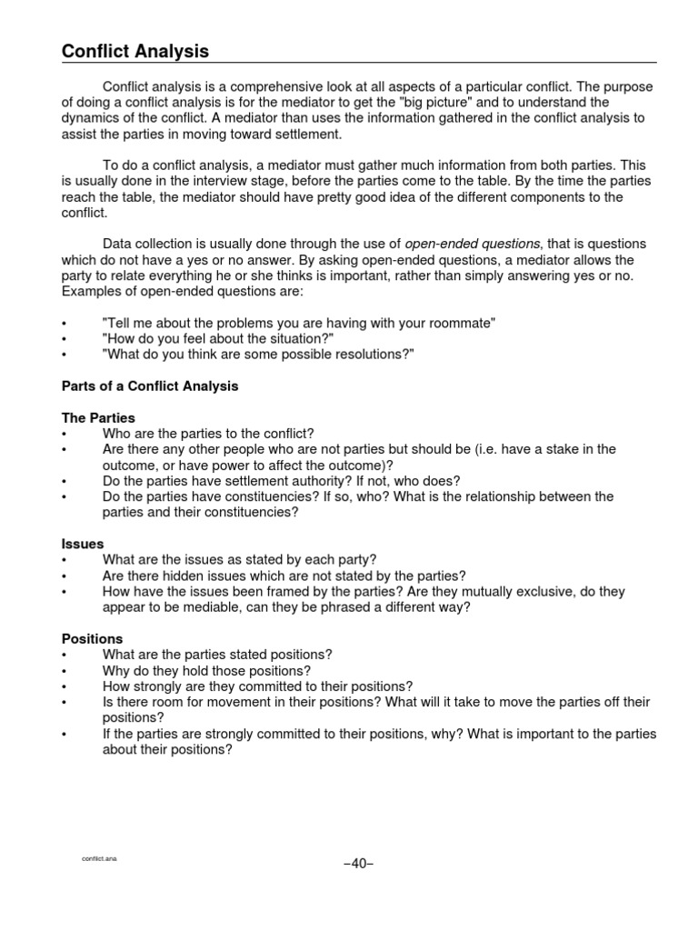 Parts of A Conflict Analysis The Parties | PDF | Mediation | Perception