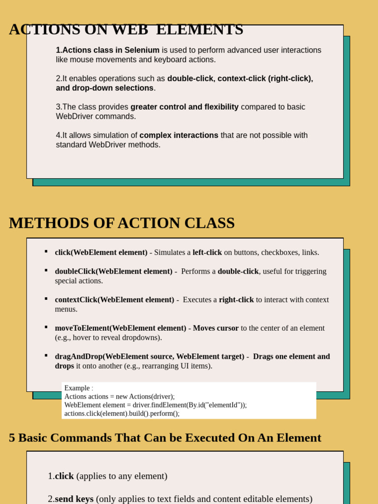 Selenium Action Commands Overview | PDF | Selenium (Software) | Software