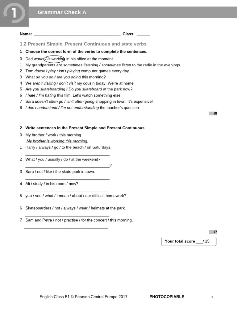 ECB1 Tests Grammar Check 1.2A | PDF