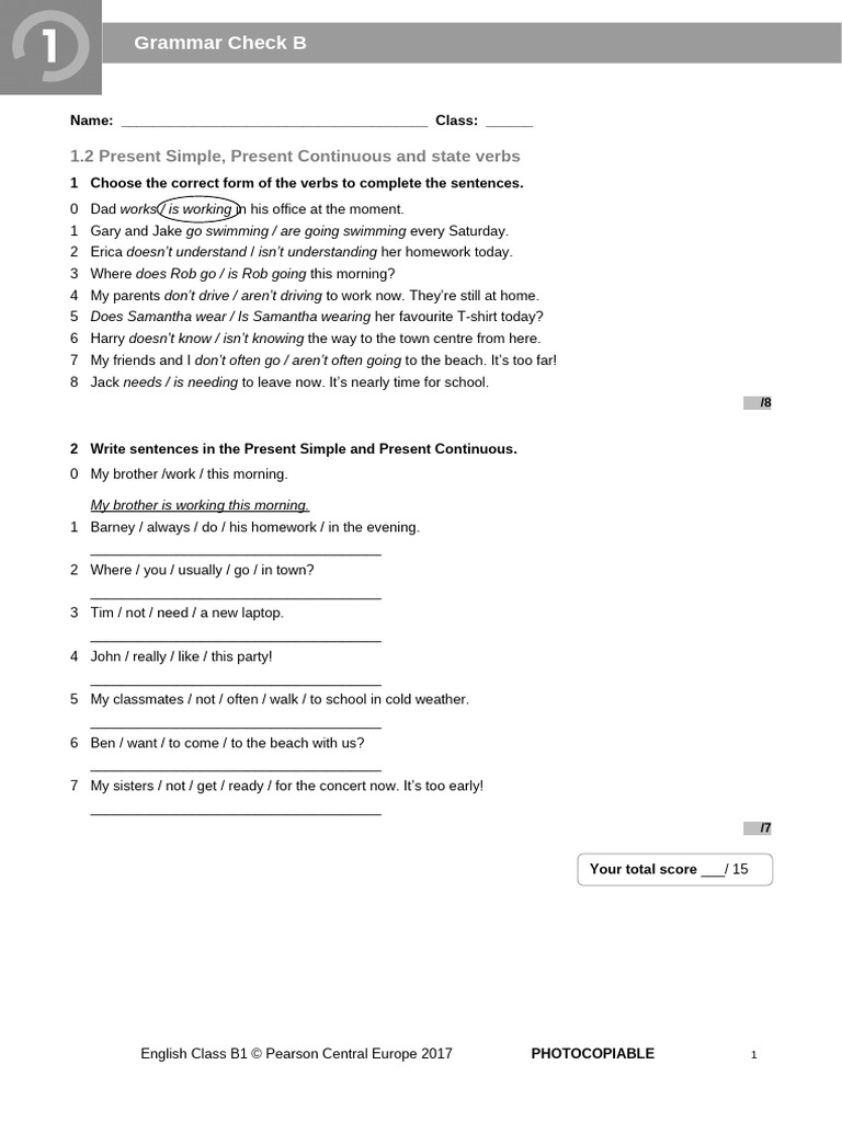 ECB1 Tests Grammar Check 1.2B | PDF