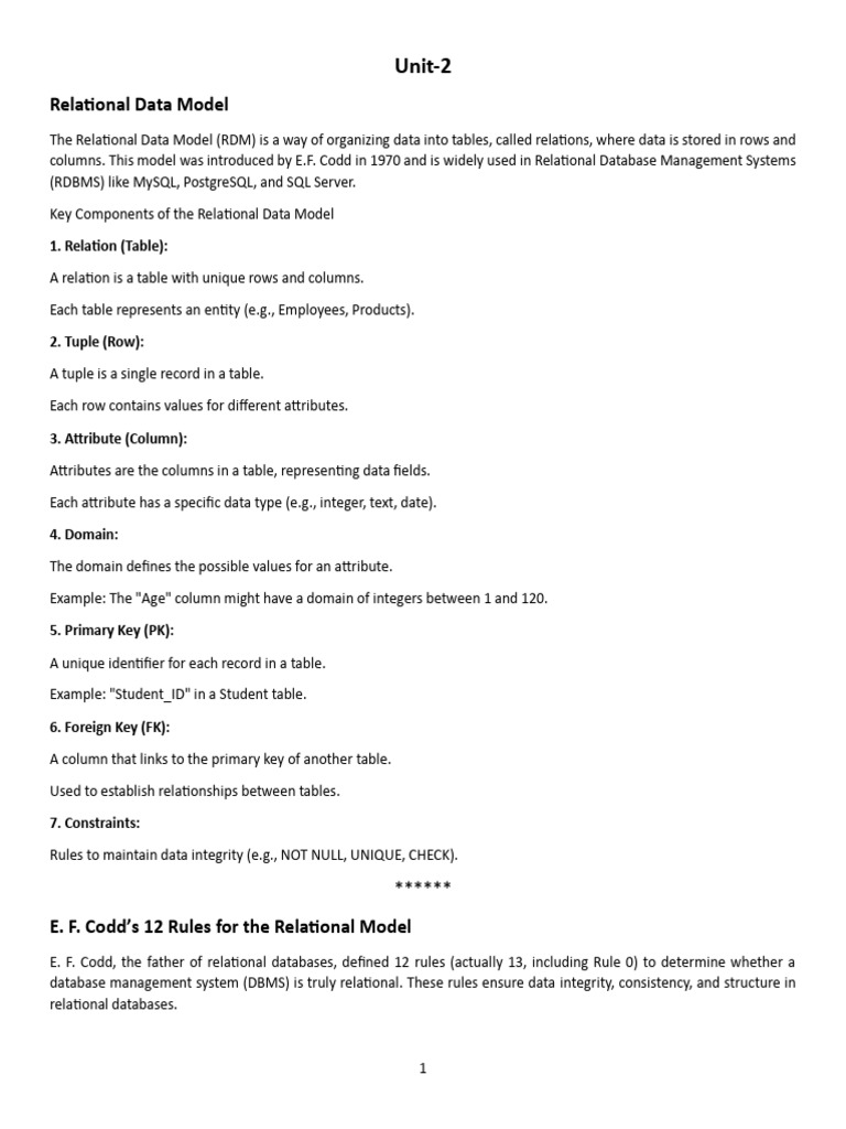 Relational Data Model Overview and Rules | PDF | Relational Model ...