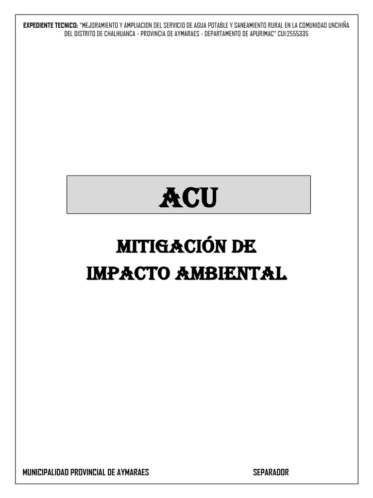 Acu de Mitigacion Ambiental | PDF | Entorno natural | Cuestiones ...
