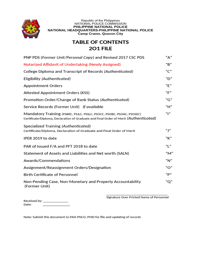 PNP Document Submission Guidelines | PDF