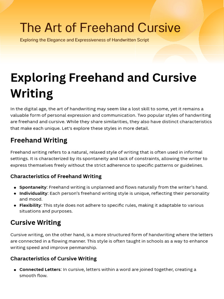 Freehand vs. Cursive Writing Explained | PDF