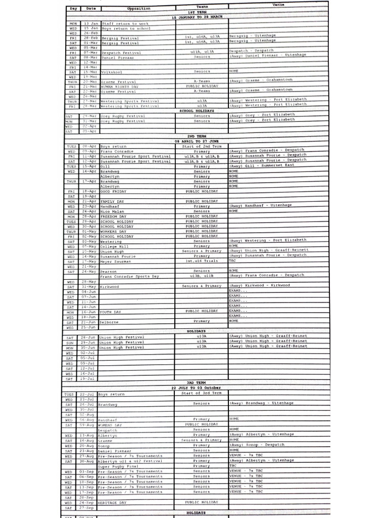 Proposed 2025 Fixtures... | PDF