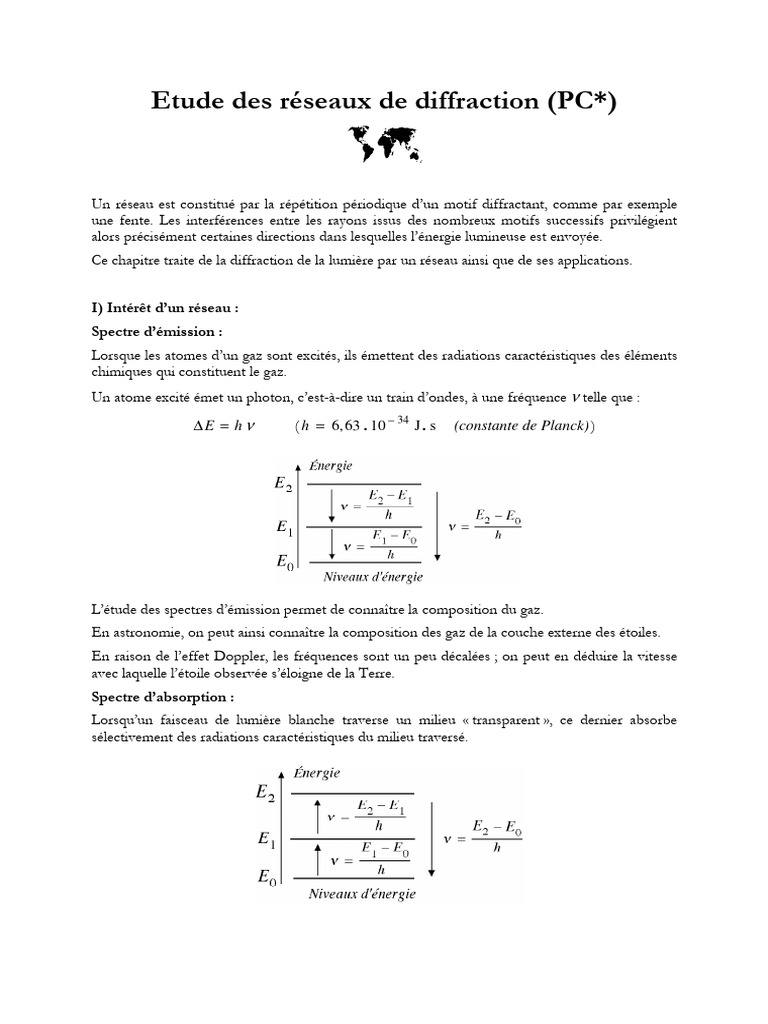 Étude des réseaux de diffraction lumineuse | PDF | Spectre ...