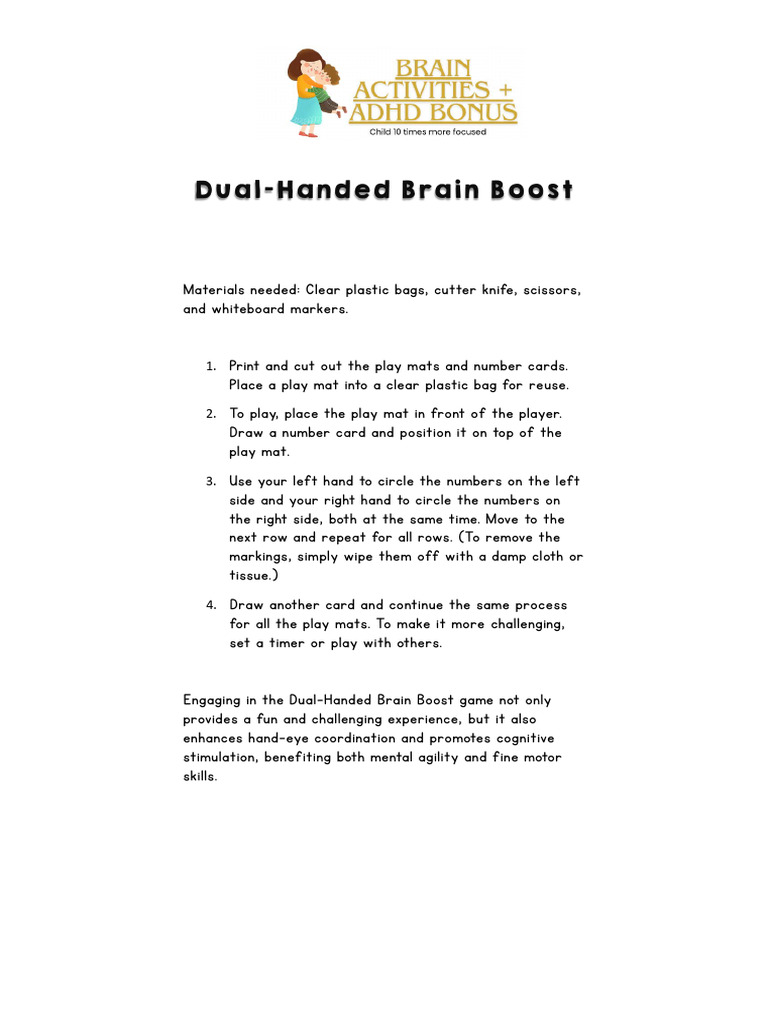 Dual-Handed Brain Boost Game Guide | PDF