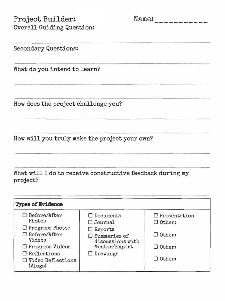 Project Builder Guidelines and Evidence | PDF