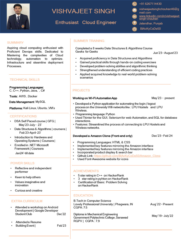 Vishvajeet CV | PDF | Computer Programming | Cloud Computing