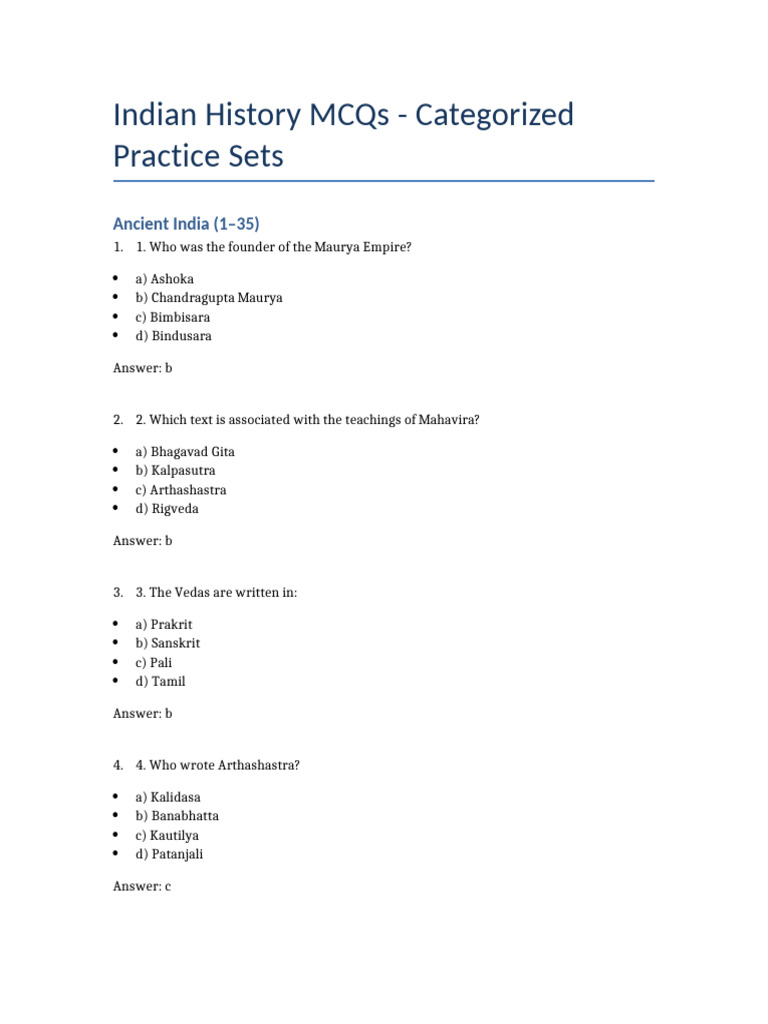 Indian History MCQs for Competitive Exams | PDF | Indian National ...
