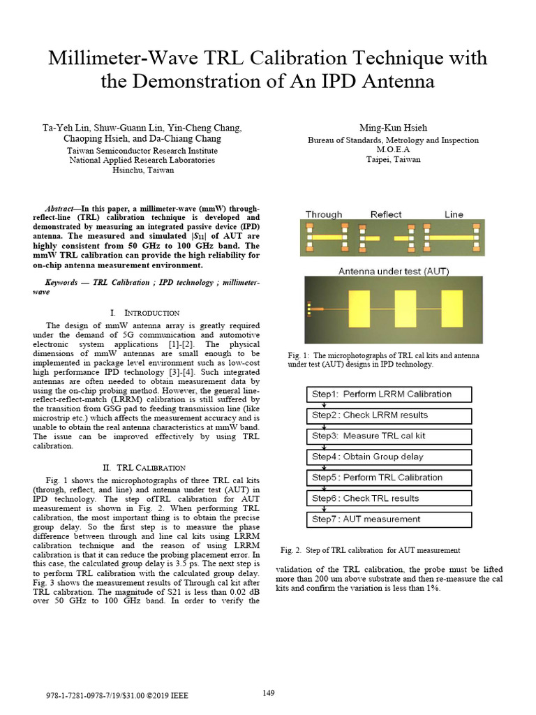 Millimeter-Wave TRL Calibration for IPD Antenna | PDF | Extremely High ...
