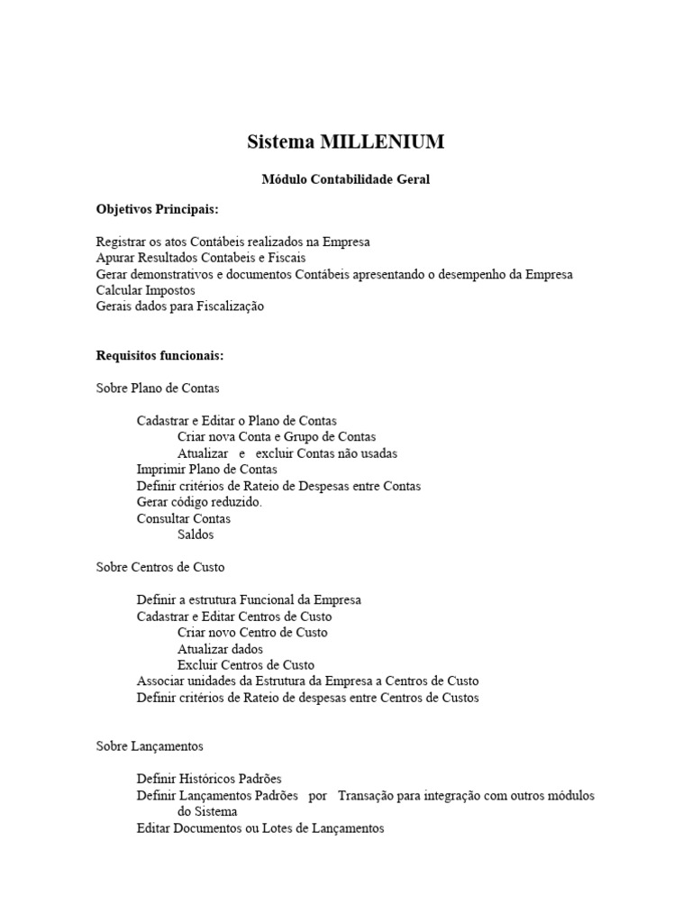 Módulo de Contabilidade Geral Millenium | PDF | Contabilidade | Business
