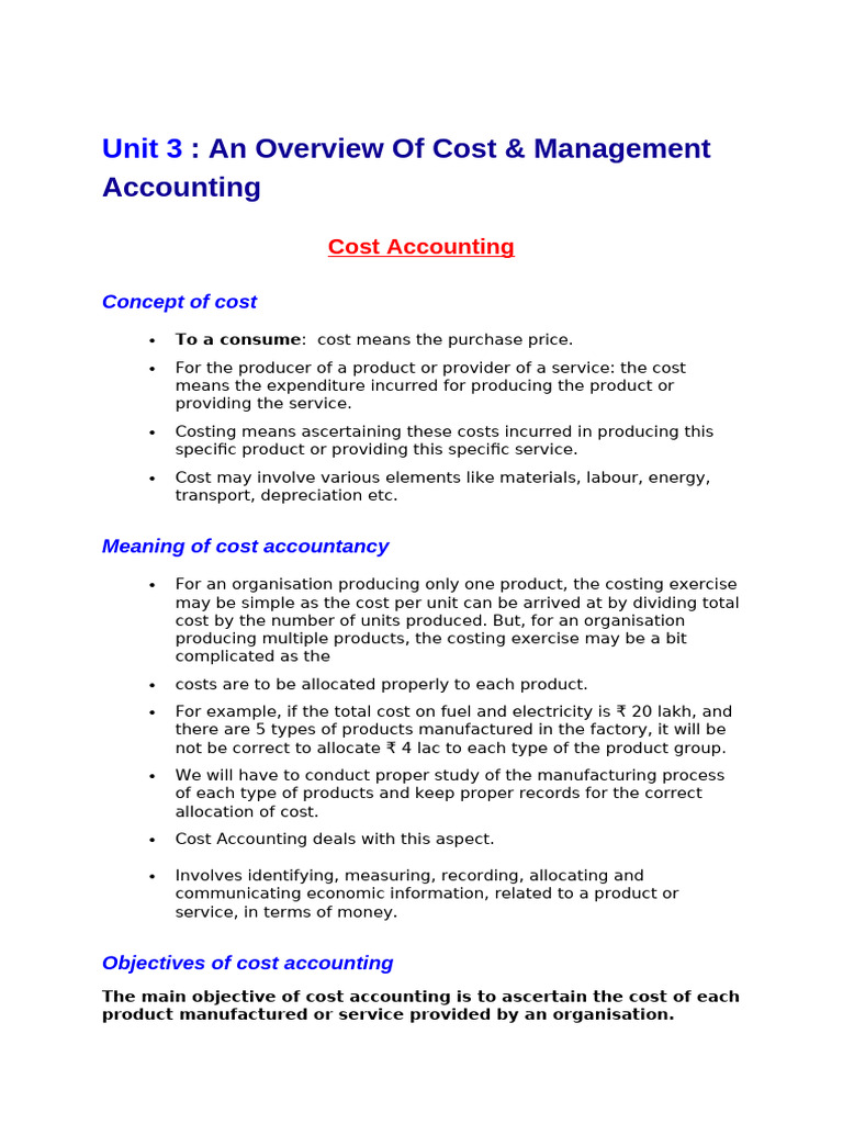 Cost & Management Accounting Overview | PDF | Cost Accounting ...