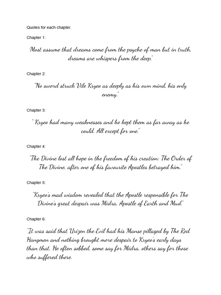 Quotes For Each Chapter | PDF