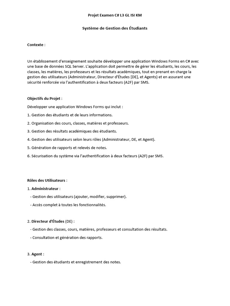 Système de Gestion Des Étudiants | PDF | Microsoft SQL Server ...