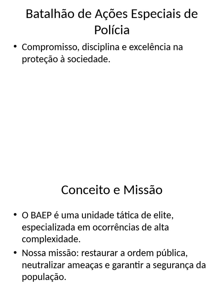 BAEP: Segurança e Excelência Policial | PDF