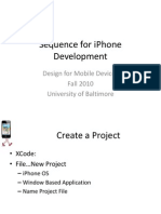 Sequence For Iphone Development: Design For Mobile Devices Fall 2010 University of Baltimore