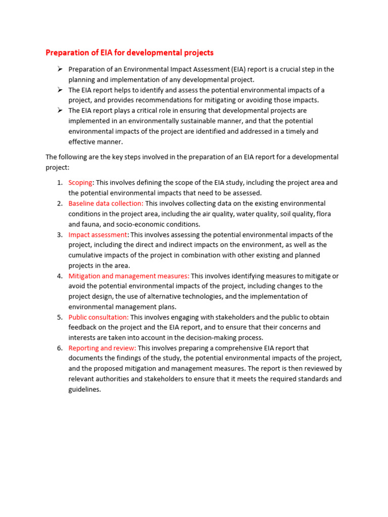 EIA Process for Development Projects | PDF | Sewage Treatment ...