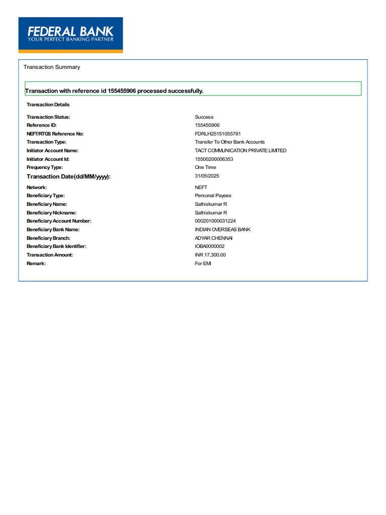 Sathis For EMI 31may2025 | PDF