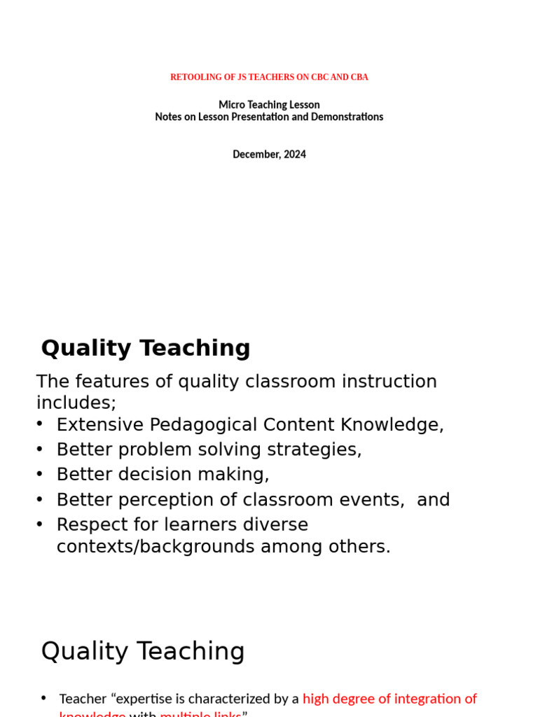 Micro Teaching G 8 9 Teacher Trainig Nov | PDF | Learning | Pedagogy