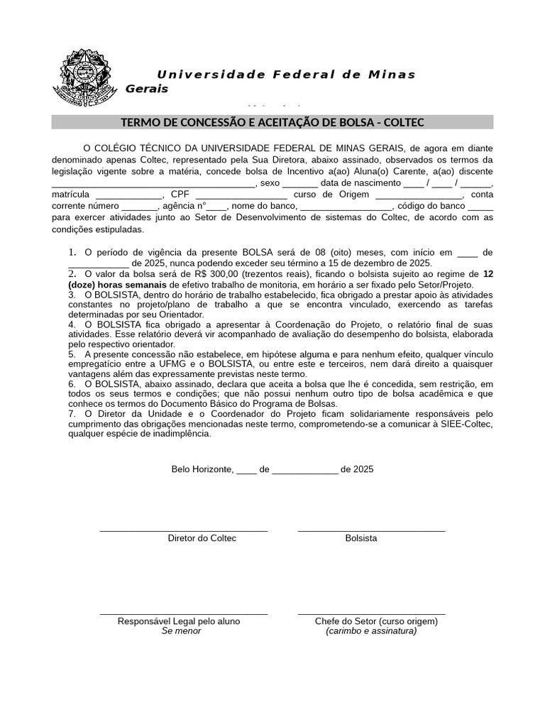 Termo de Concessão de Bolsa Desenvolvimento | PDF