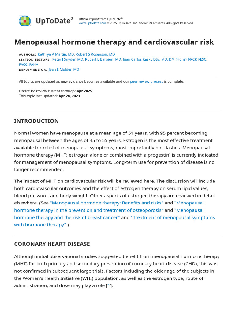 Menopausal Hormone Therapy & Heart Risk | PDF | Hormone Replacement ...