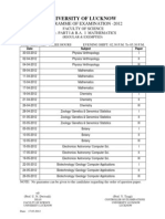 University of Lucknow Exam Schedule 2012