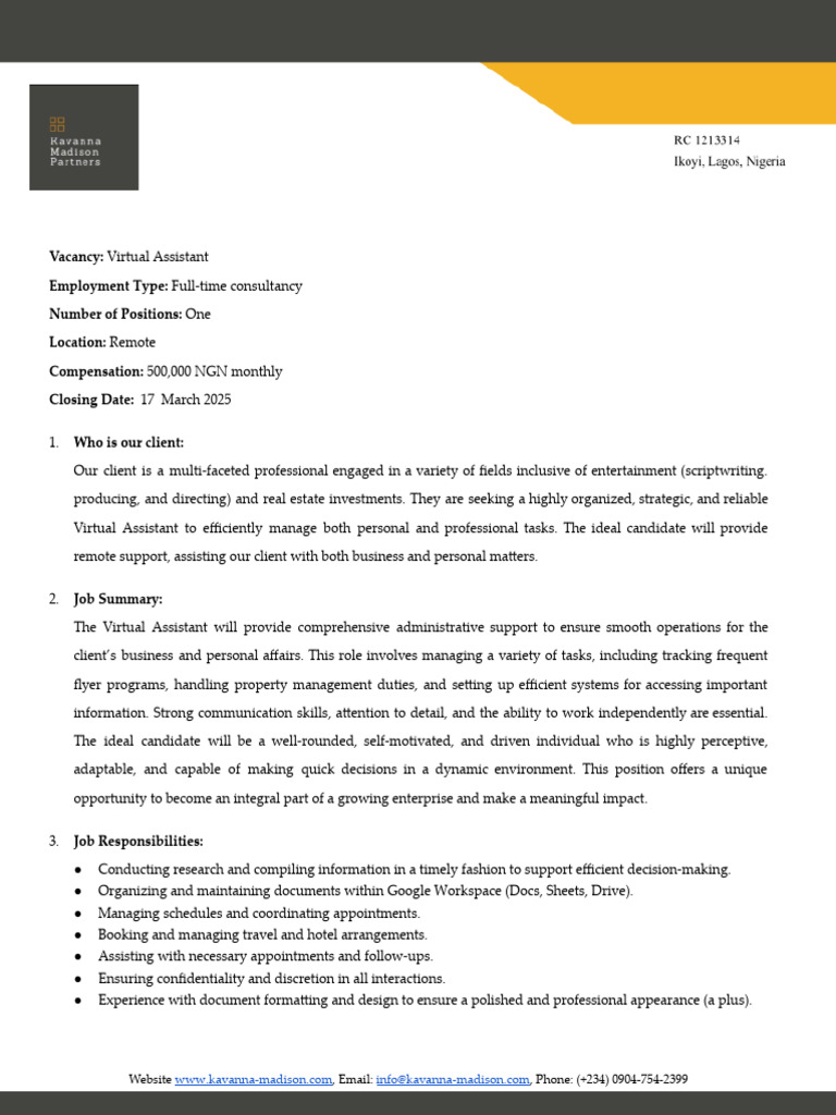 Virtual Assistant JD-KM - OT - 17.3.25 | PDF