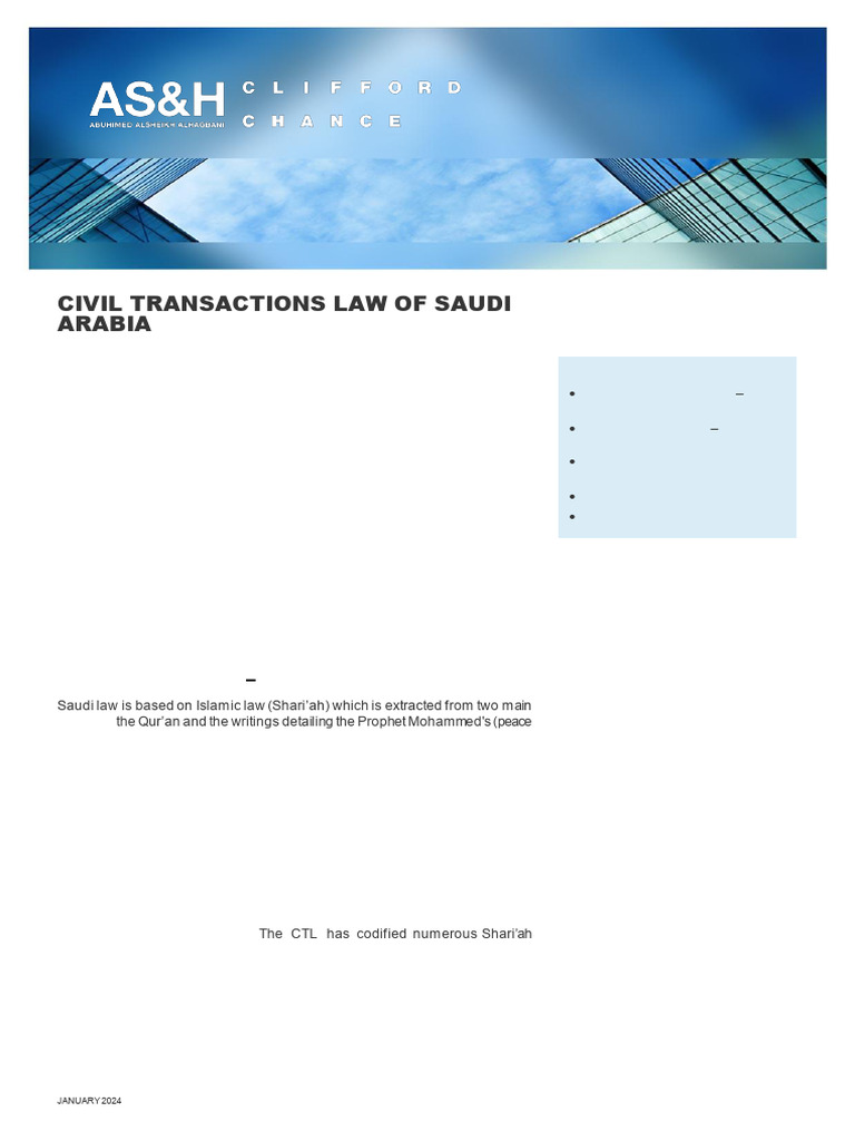Saudi Arabia's Civil Transactions Law | PDF | Damages | Tort