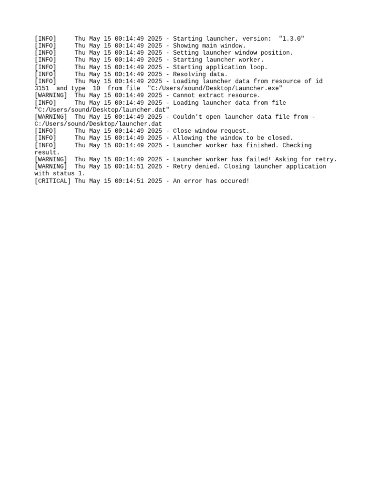Launcher Error Log Analysis | PDF