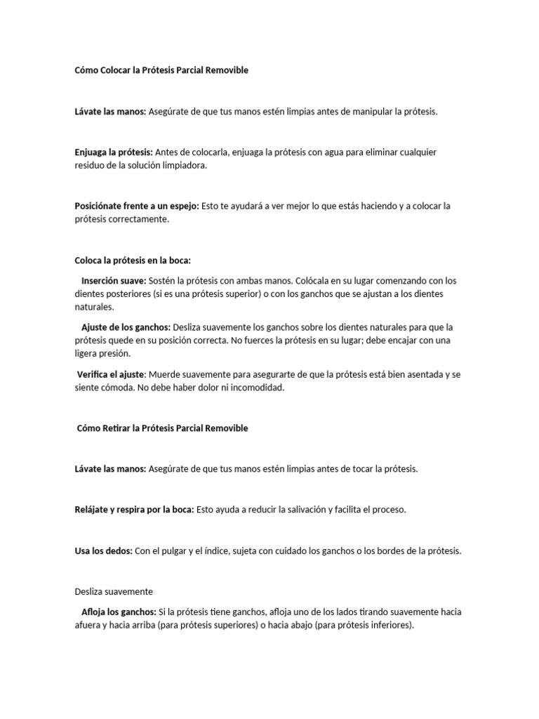 Cómo Colocar la Prótesis Parcial Removible | PDF