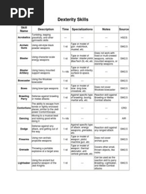 Star Wars D6 Skill List