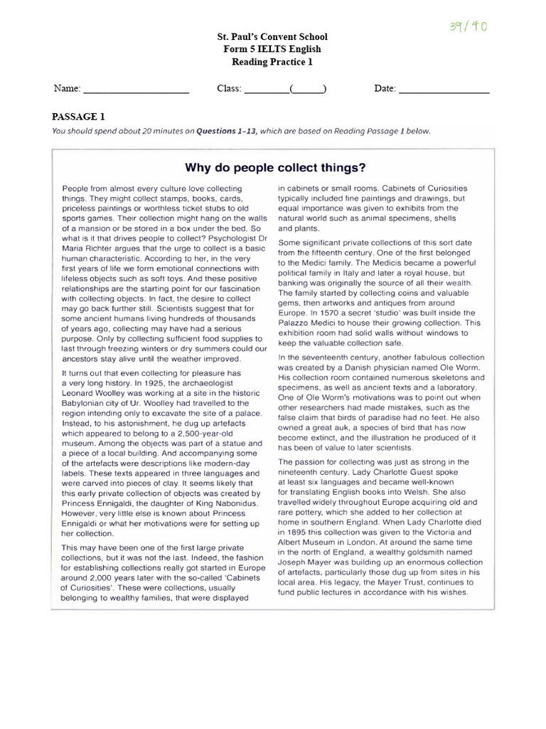 IELTS Reading Practice for Form 5 | PDF