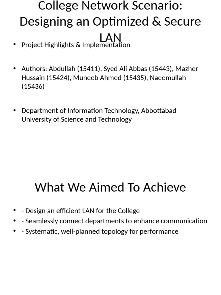 Optimized LAN Design for College Network | PDF | Computer Network | Routing