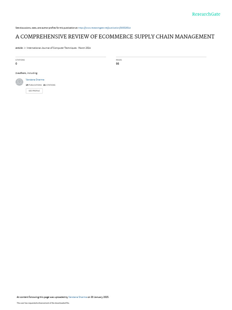 E-Commerce Supply Chain Management Review | PDF | E Commerce | Supply Chain