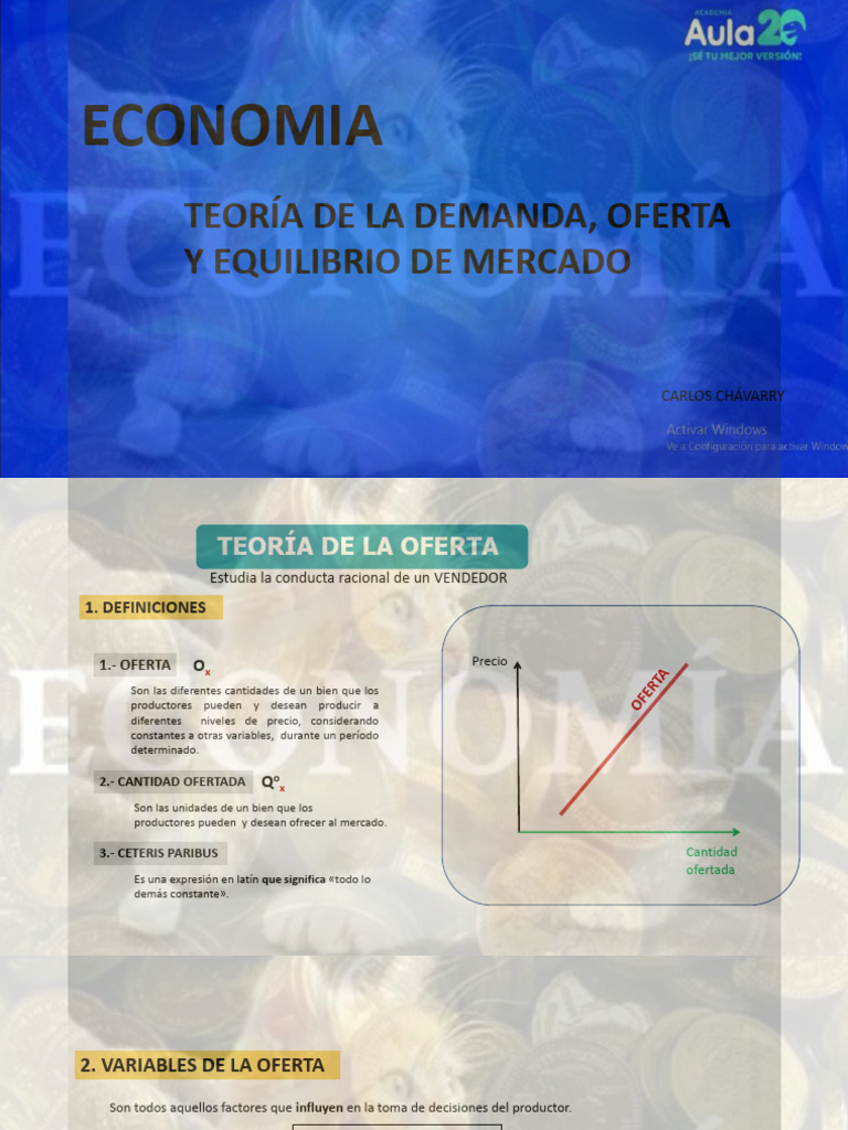 Teoría de La Demanda, Oferta y Equilibrio de Mercado E | PDF | Oferta ...